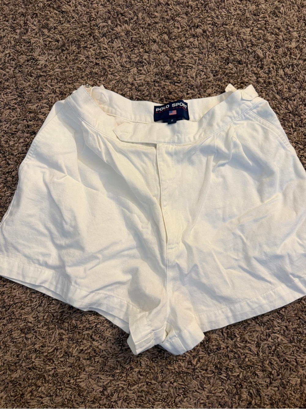 Vintage Polo Sport by Ralph Lauren White High-Waist Women's Shorts